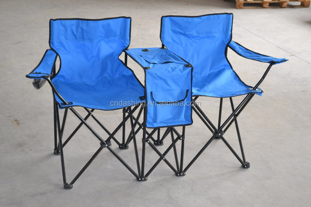 Custom outdoor folding two seater camping double beach lover chairs lightweight foldable modern umbrella chairs with cup holder