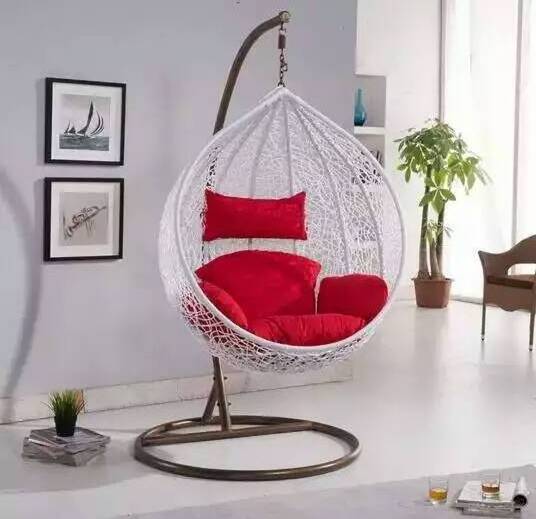 Wholesale cheap modern double egg chair hanging Outdoor patio hanging rattan hanging chair egg with stand