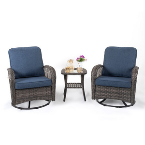 Modern Luxury Garden Outdoor Furniture PE Rattan Lounge Swivel Conversation Leisure Chair Sofa Set