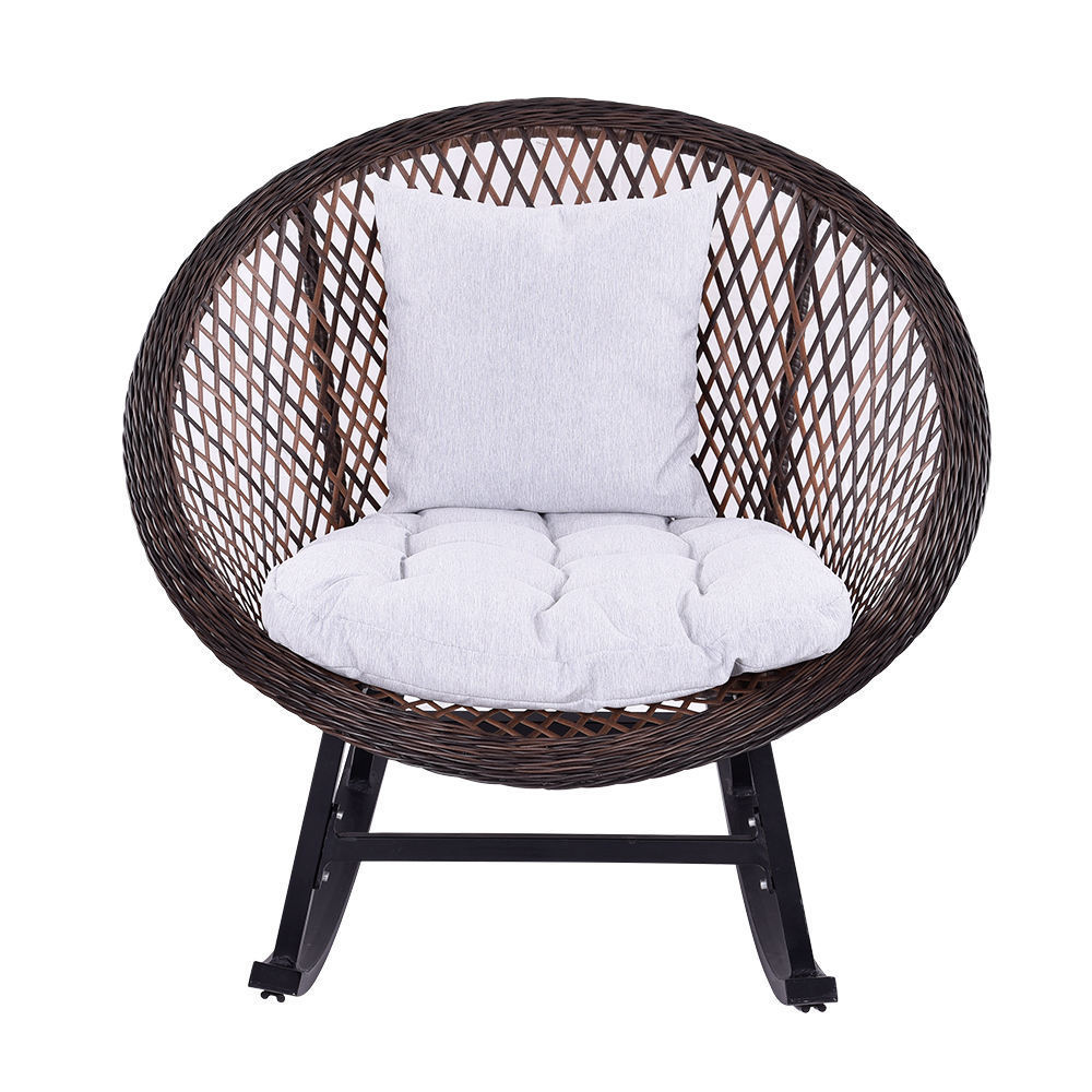 Luxury Nordic Style Outdoor Rocking Chair Cushion Outdoor Furniture Garden Rattan Sofas Weave Rope Modern Round Chair