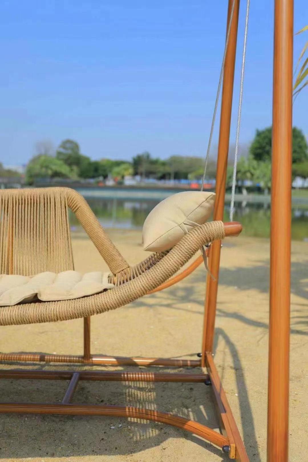 Garden Wicker Seat Outdoor Swing Hammock Patio Leisure Metal Rocking Chair Furniture Indoor Hanging Rattan Chair Modern