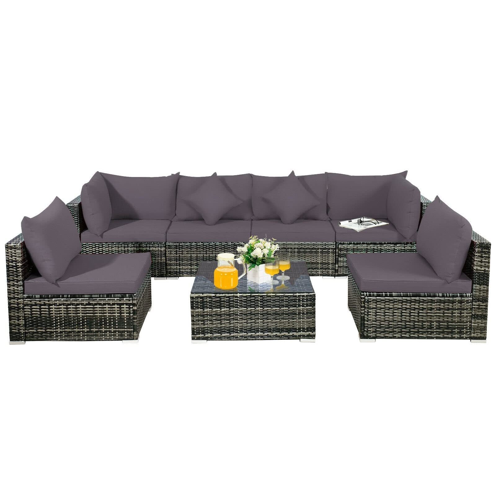 Wholesale Modern Furniture High Quality 7 Pieces Leisure Rattan Luxury PE Woven Wicker Garden Patio Outdoor Sofa