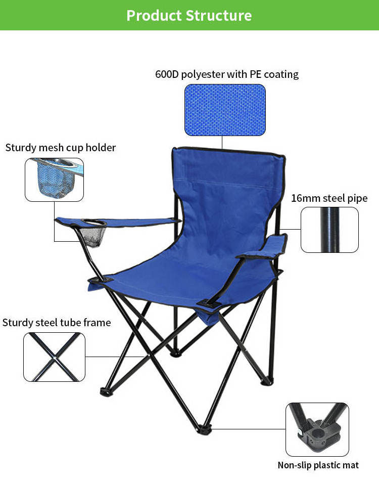 Wholesale outdoor adjustable chairs foldable picnic traveling camping beach chair with mesh cup holder