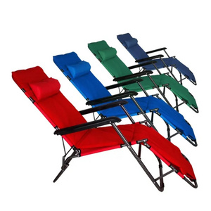 Folding outdoor portable sun loungers camping recliner with pillow, 5 position adjustable lounge chair for lawn patio beach