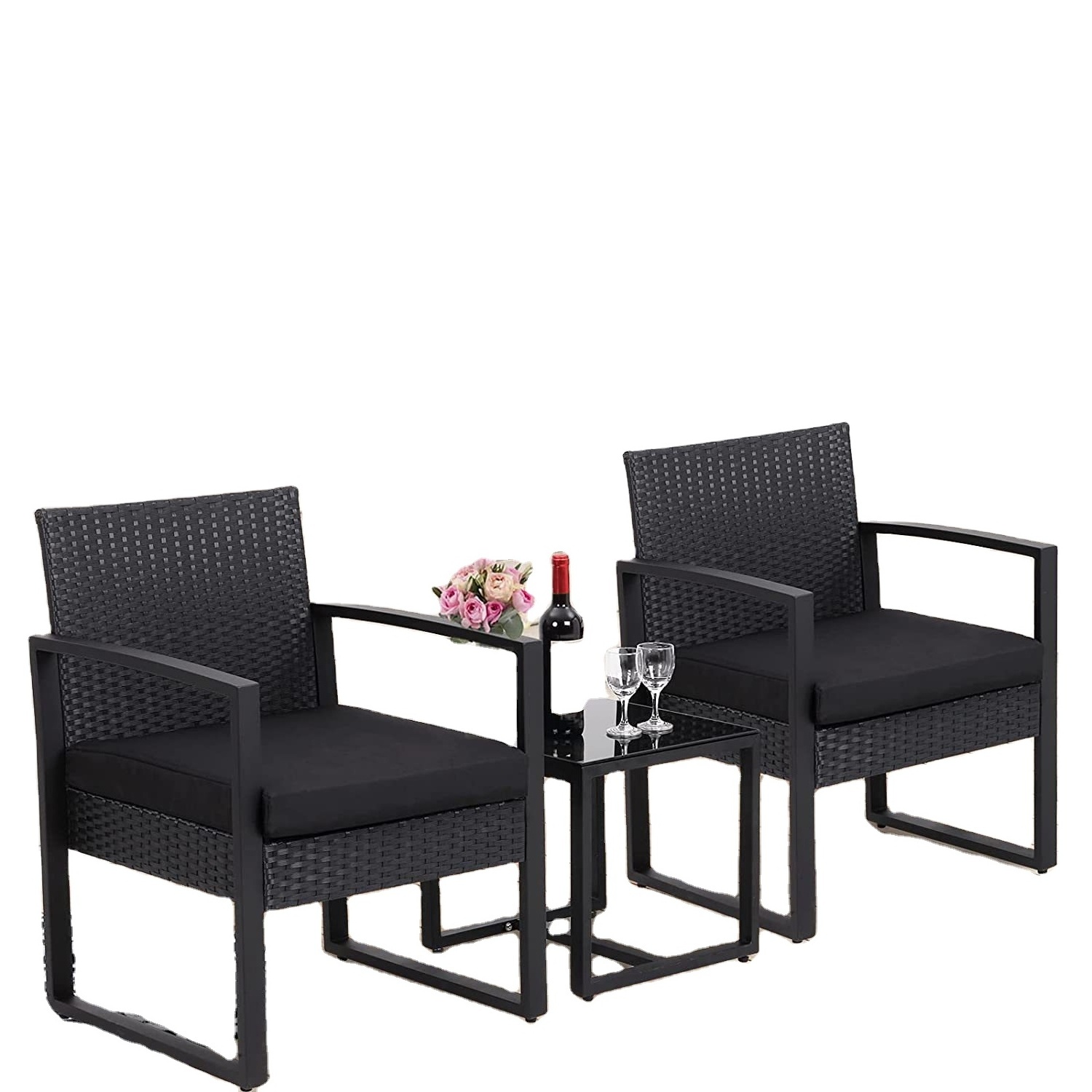 Garden Outdoor Furniture Sets Waterproof Garden Wicker Rattan Outdoor Patio 3 Pieces Furniture Set