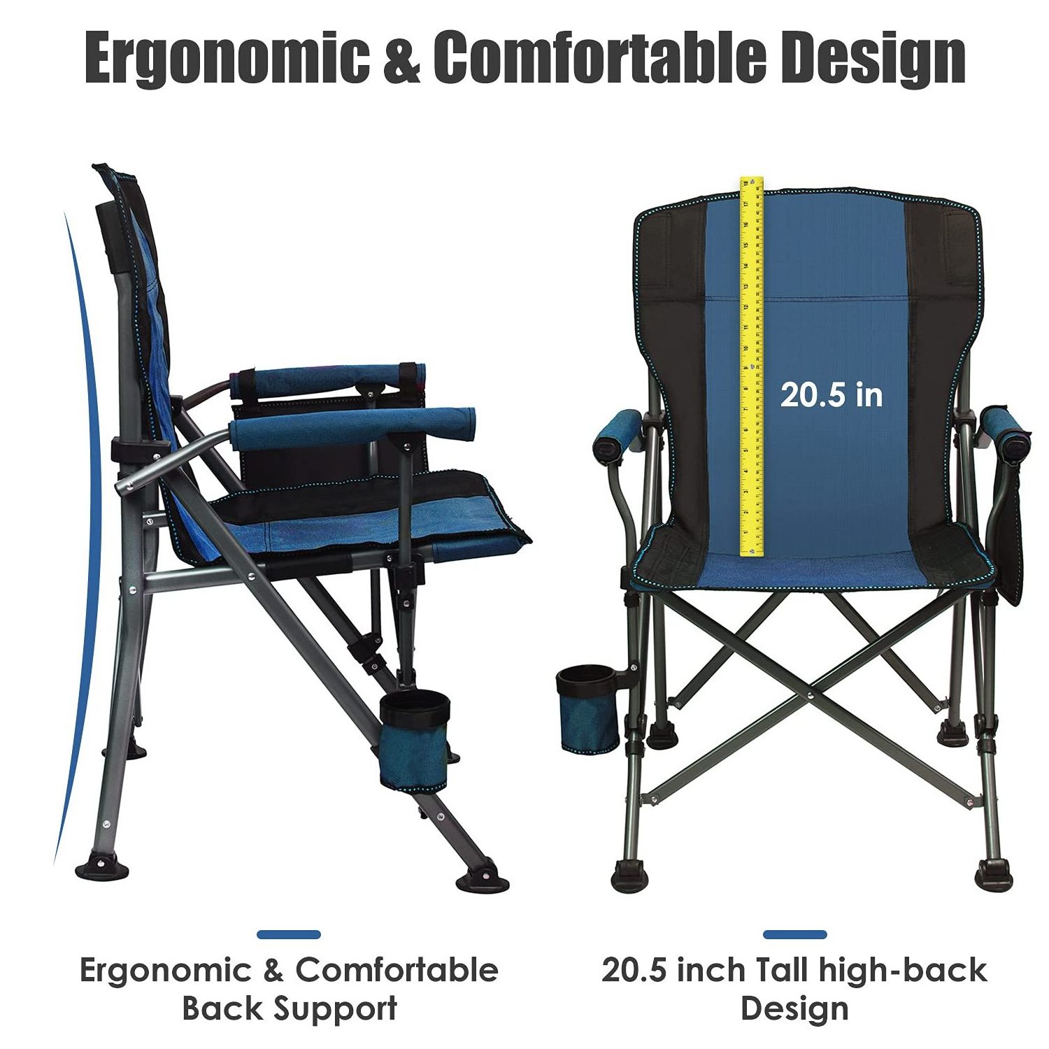 Heavy Duty Single People Outdoor Folding Aluminum Tube Camping Chairs with Cup Holder and Storage Bag