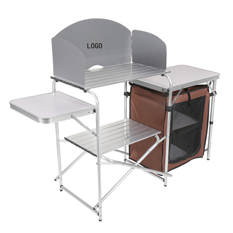 Outdoor Equipment Mobile Aluminum Portable Camp Kitchen Cooking Utensil Set Folding Camping Kitchen