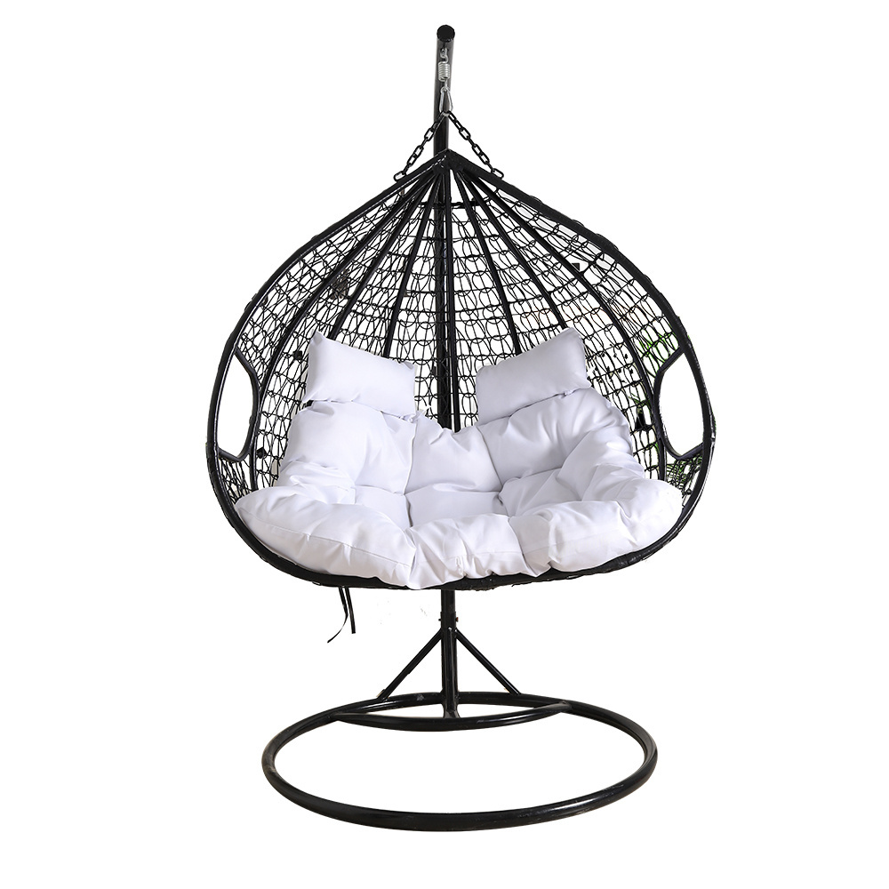 Outdoor Swing Chair Modern Garden Furniture Rattan garden 2 Seat Egg Chairs with Stand