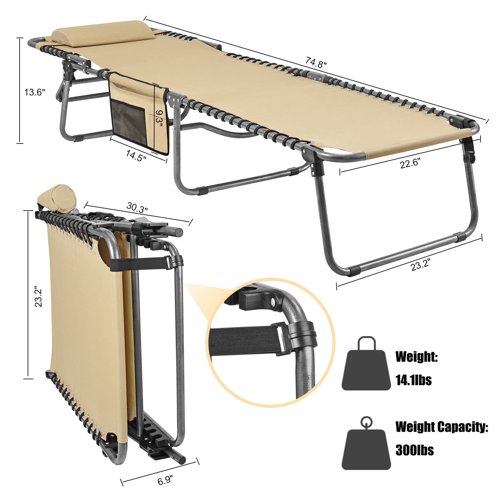 Custom Modern Summer Hotel Outdoor Pool Oxford Cloth Aluminum Folding Portable Sun Chaise Lounge