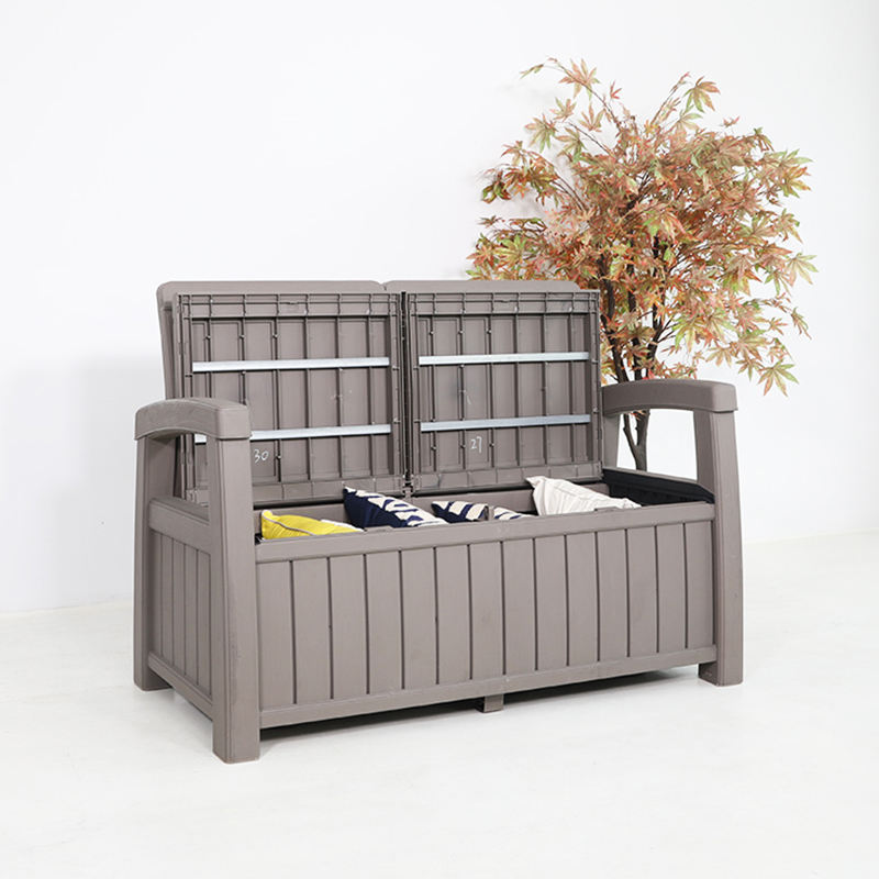 Outdoor Furniture Backyard Garden Patio Weather-Proof Armchair Plastic 3 Seater Waiting Sofa Bench with Storage Box