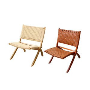 Nordic Patio Solid Teak Garden Wood Camping Chairs Folding Bar Lounge Chair Outdoor Furniture