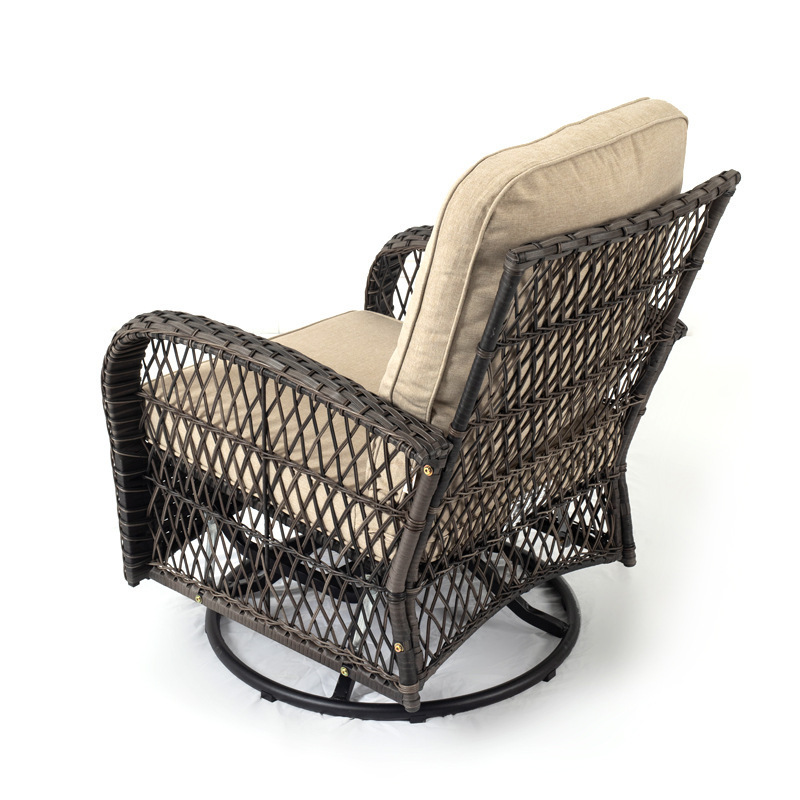 Modern Leisure Restaurant Rattan Wicker Swivel Garden Balcony Outdoor Furniture Rocking Chair Set