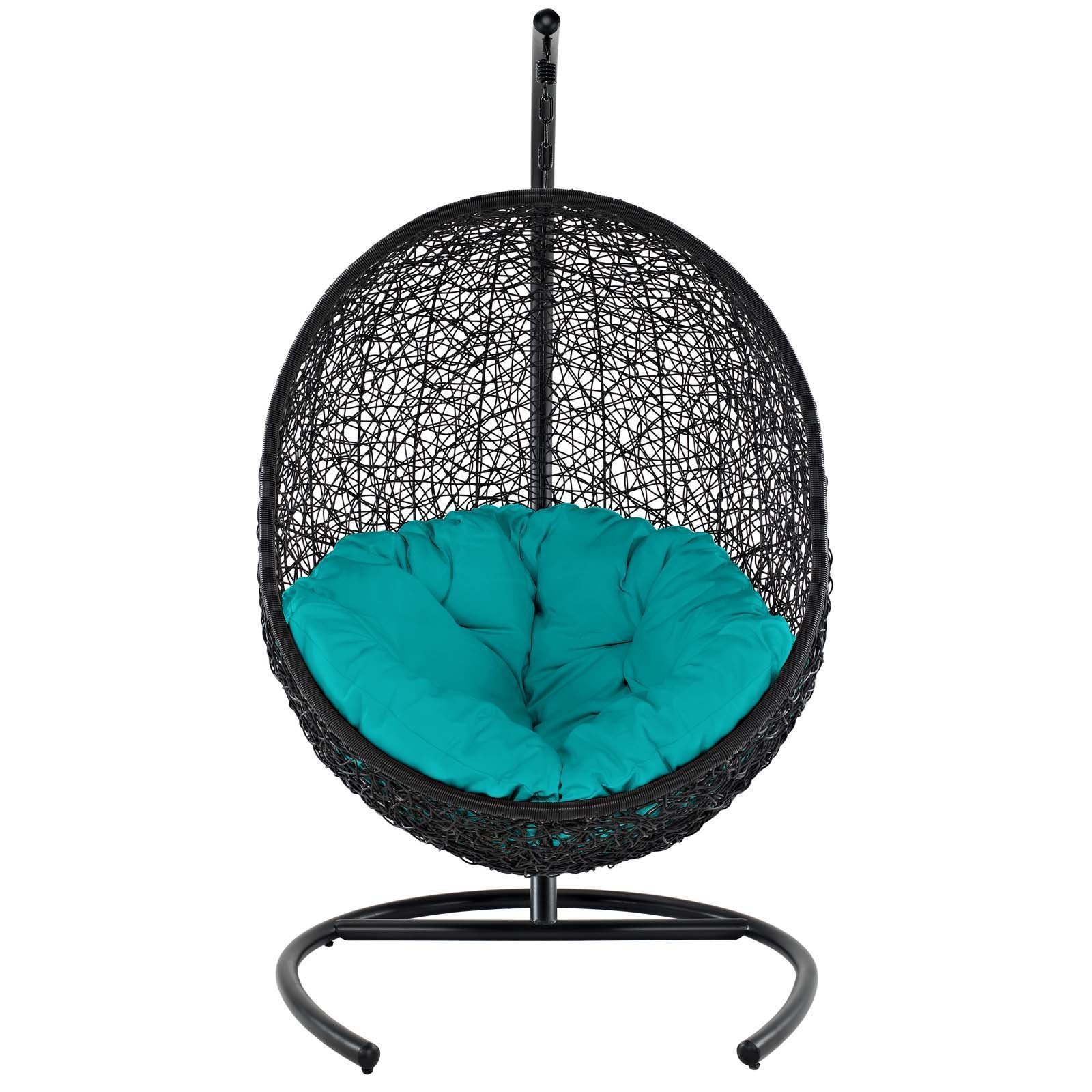 Wholesale custom hanging egg chair swing with steel stand set wicker rattan swing large basket design