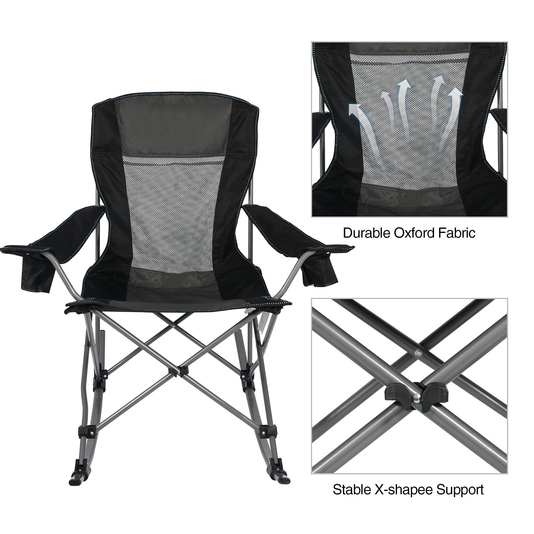 Hot Sale Modern Outdoor Easy To Carry Lightweight Foldable Adult Leisure Camping Rocking Arm Chair