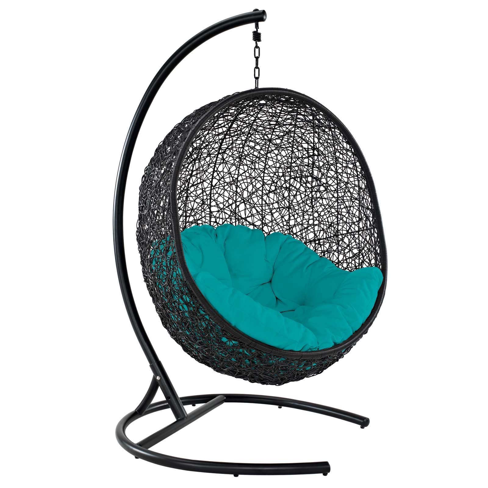 Wholesale custom hanging egg chair swing with steel stand set wicker rattan swing large basket design