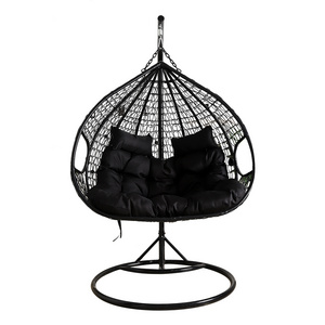 Outdoor Swing Chair Modern Garden Furniture Rattan garden 2 Seat Egg Chairs with Stand