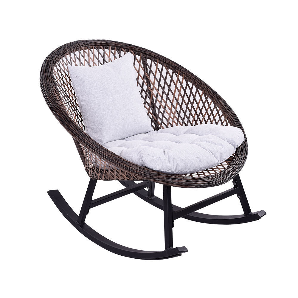 Luxury Nordic Style Outdoor Rocking Chair Cushion Outdoor Furniture Garden Rattan Sofas Weave Rope Modern Round Chair