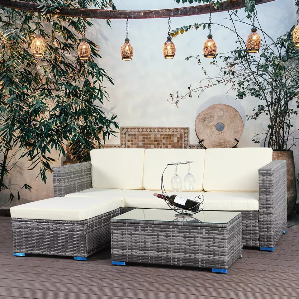 New Arrival Outdoor Tables Rattan / Wicker Furniture Sets Removable Rattan Bistro Garden Sofa Sets