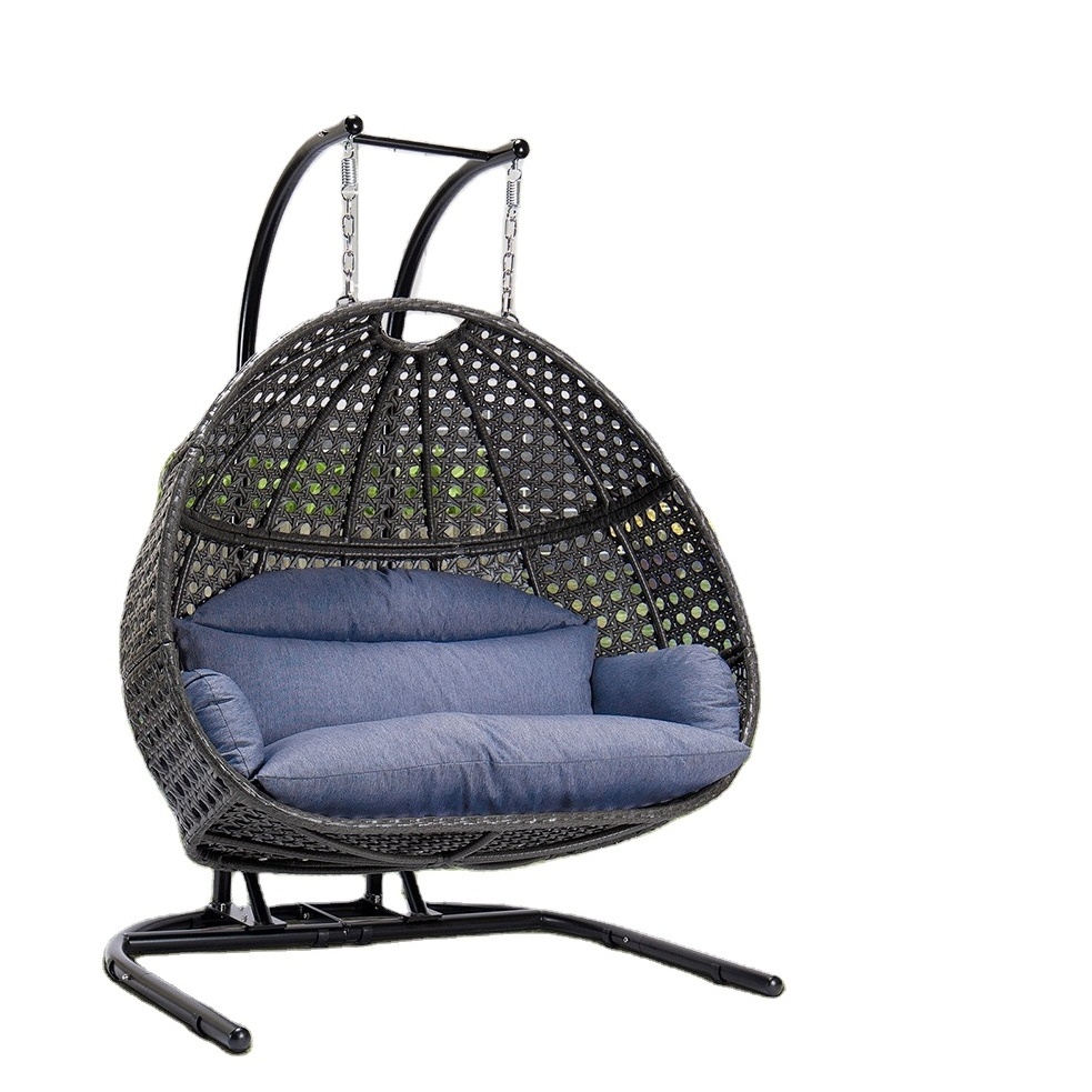 High Quality Outdoor Patio Swing Chair Rattan Swing Egg Chair Hanging Basket With Stand