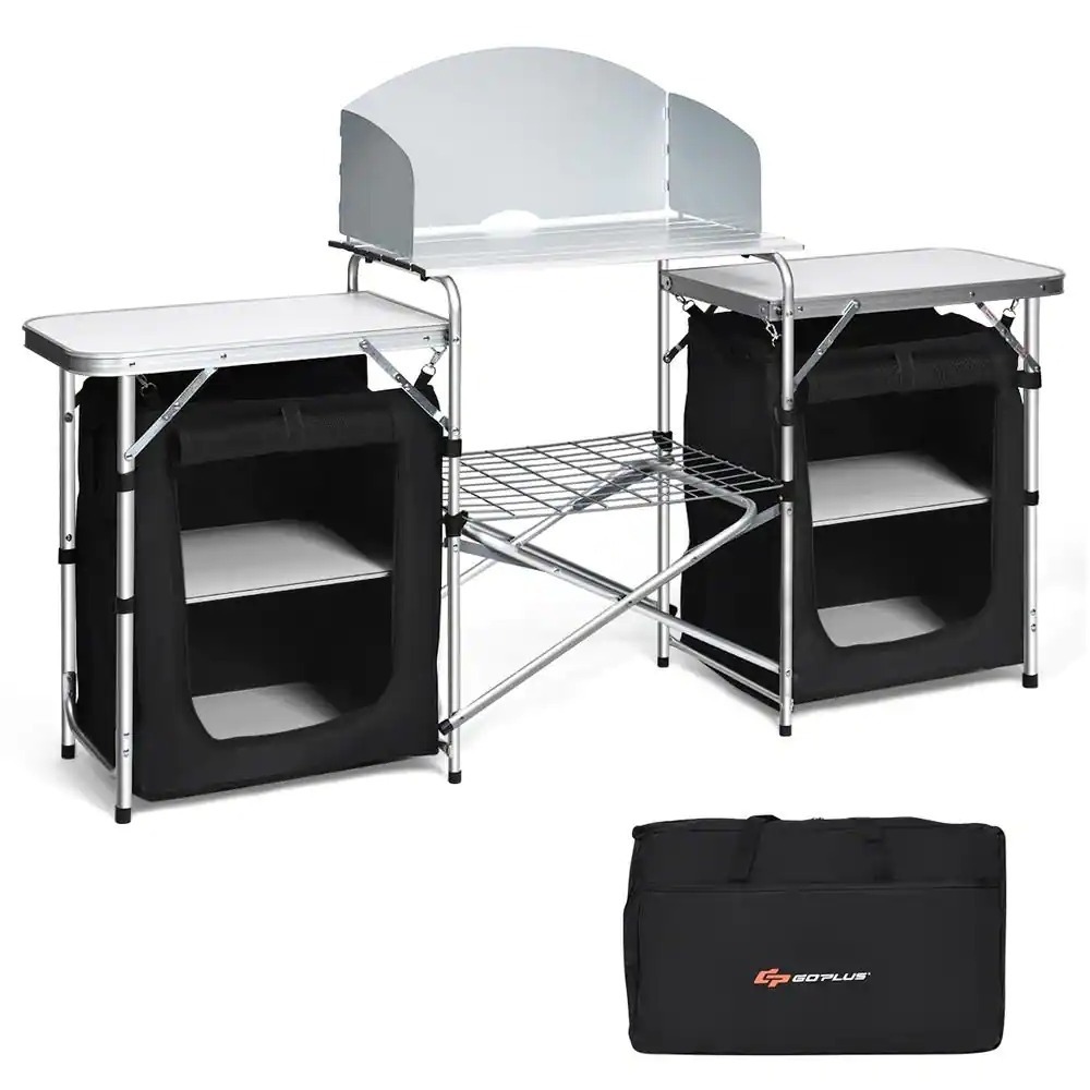 Custom Lightweight Aluminum Station Kitchen Folding Cooking Picnic Camping Cupboard Cabinet Tables with Top