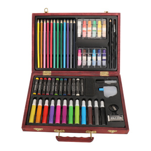 Complete Art Kit Wooden, Case with Color Pencil& Crayon&water Color Pen Painting Set Picture Box Set Drawing Writing Solid Wood