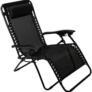 Outdoor Stainless Steel Portable Folding Lounge Beach Camping Chair Zero Gravity Chair with Removable Headrest