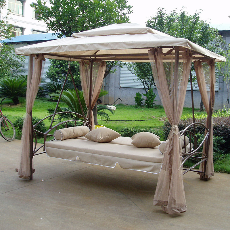 Luxury 3 person outdoor garden adult swing bed with canopy