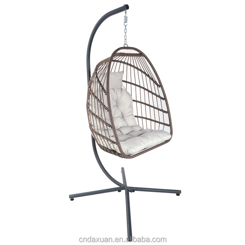 Outdoor Garden Furniture Good Quality Hanging Nest Swing Egg Chair Steel Stand Rattan Bird's Nest Basket Chair