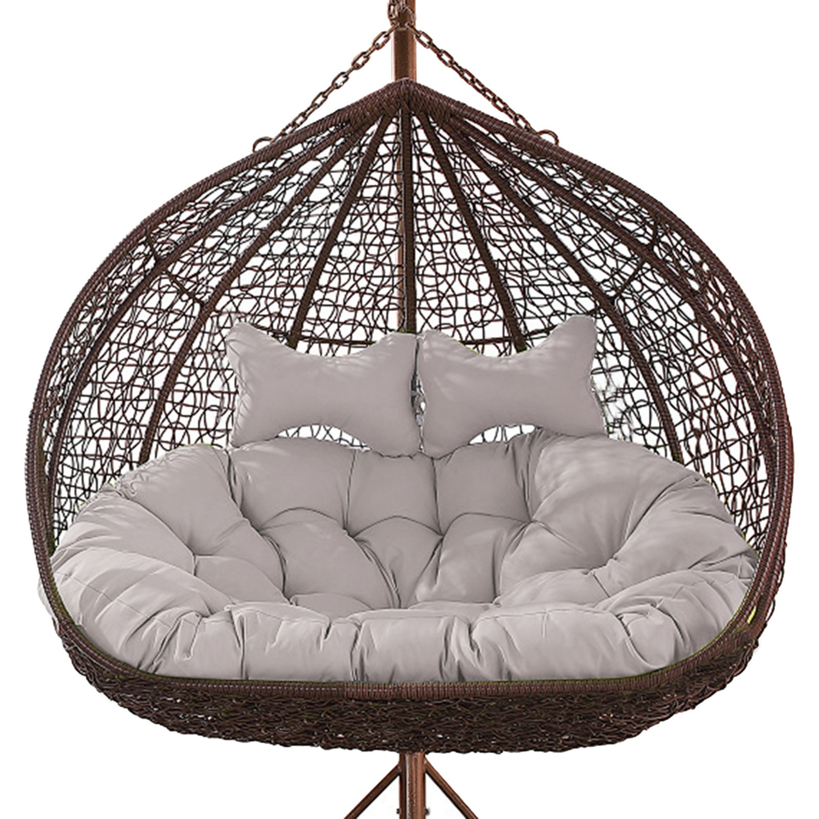 patio hanging rattan double seat swing egg chair with stand