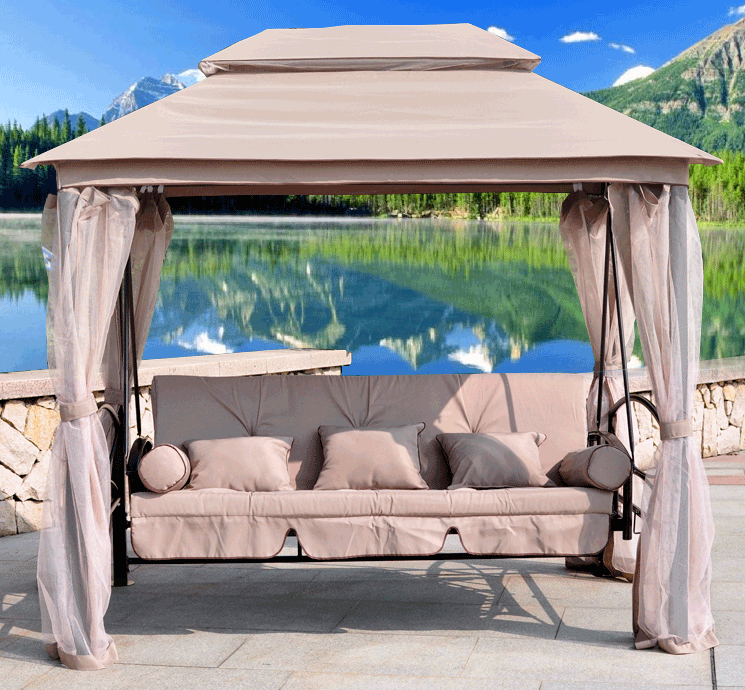 Steel Frame Swing Chair Garden Swing Chair Outdoor Furniture Swing Bed with Canopy