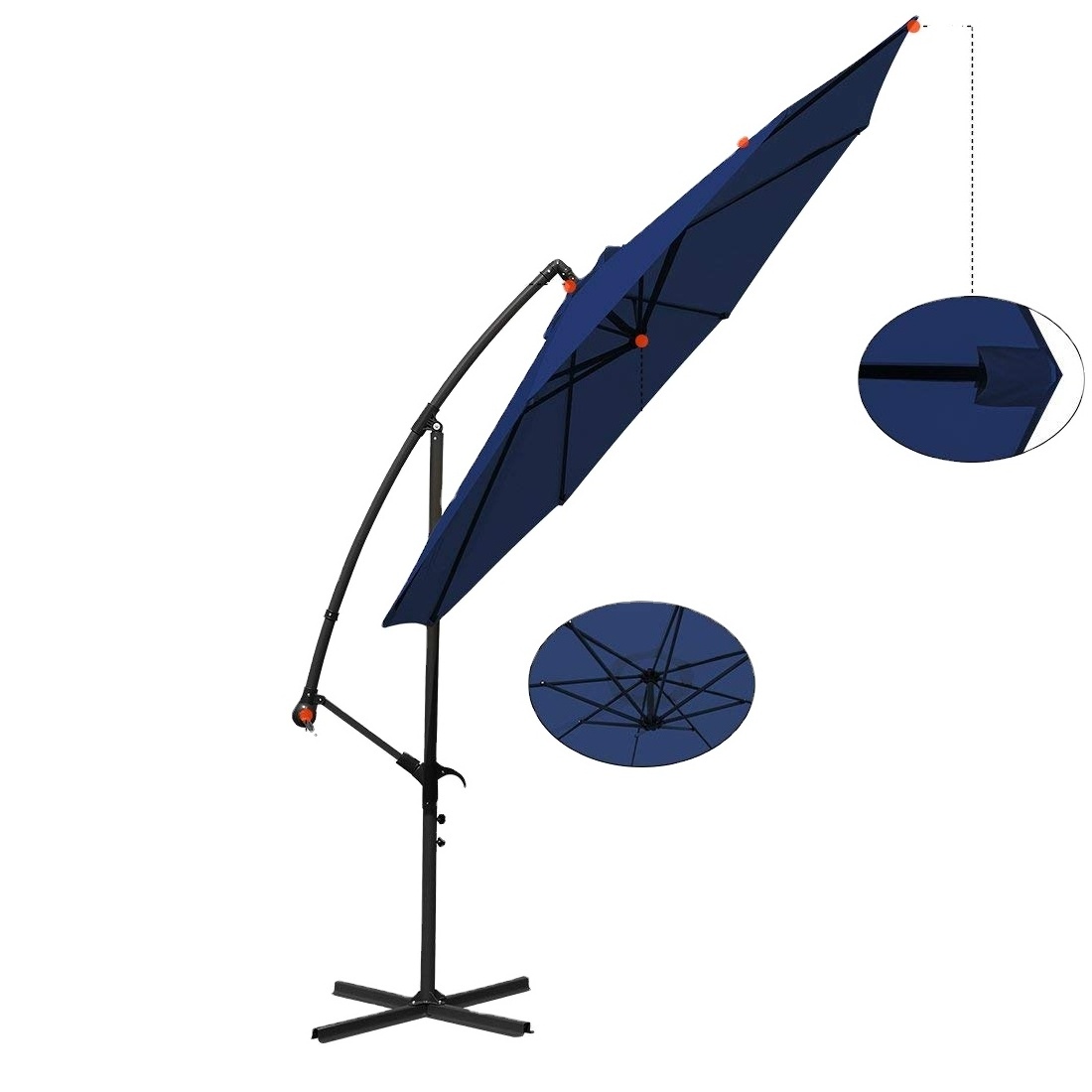 Oeytree  Solar Led Lighted Sun Shade Market Umbrella With Hanging Cover Windproof and Waterproof Garden Cantilever