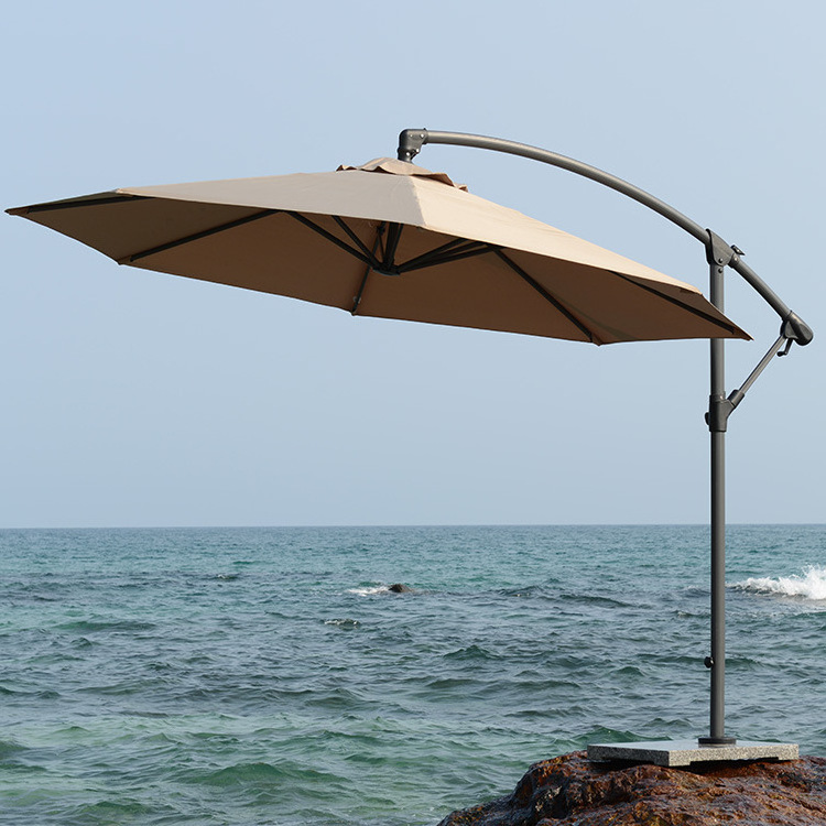 Oeytree  Solar Led Lighted Sun Shade Market Umbrella With Hanging Cover Windproof and Waterproof Garden Cantilever