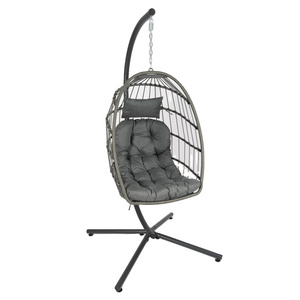 Modern Design Rattan Hanging Egg Chair with Stand for Garden Use Factory Wholesale Prices