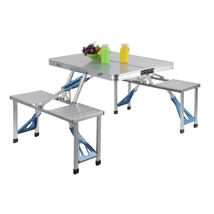 Folding Table Portable suitcase aluminum with chairs and umbrella hole