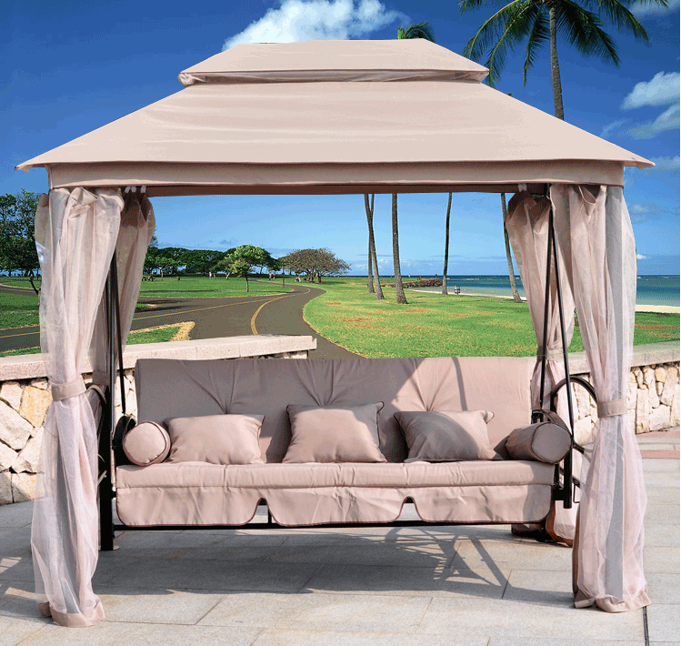 Luxury 3 person outdoor garden adult swing bed with canopy