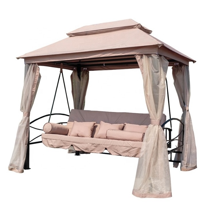 Luxury 3 person outdoor garden adult swing bed with canopy