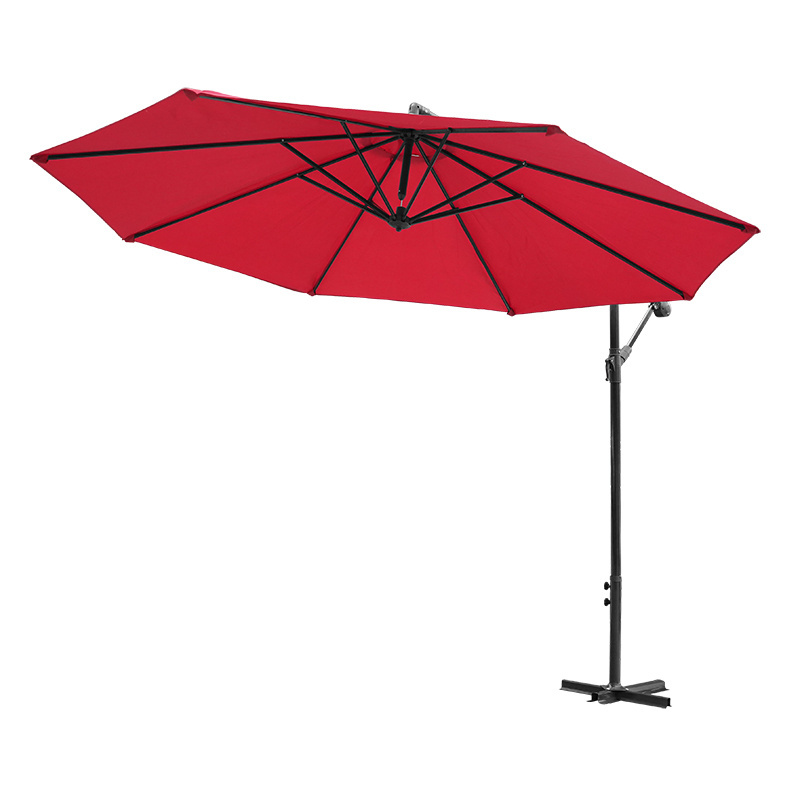 12 FT 3M 6 Ribs Offset Cantilever Polyester UV Protective Outdoor Garden Patio Hanging Sun Umbrella