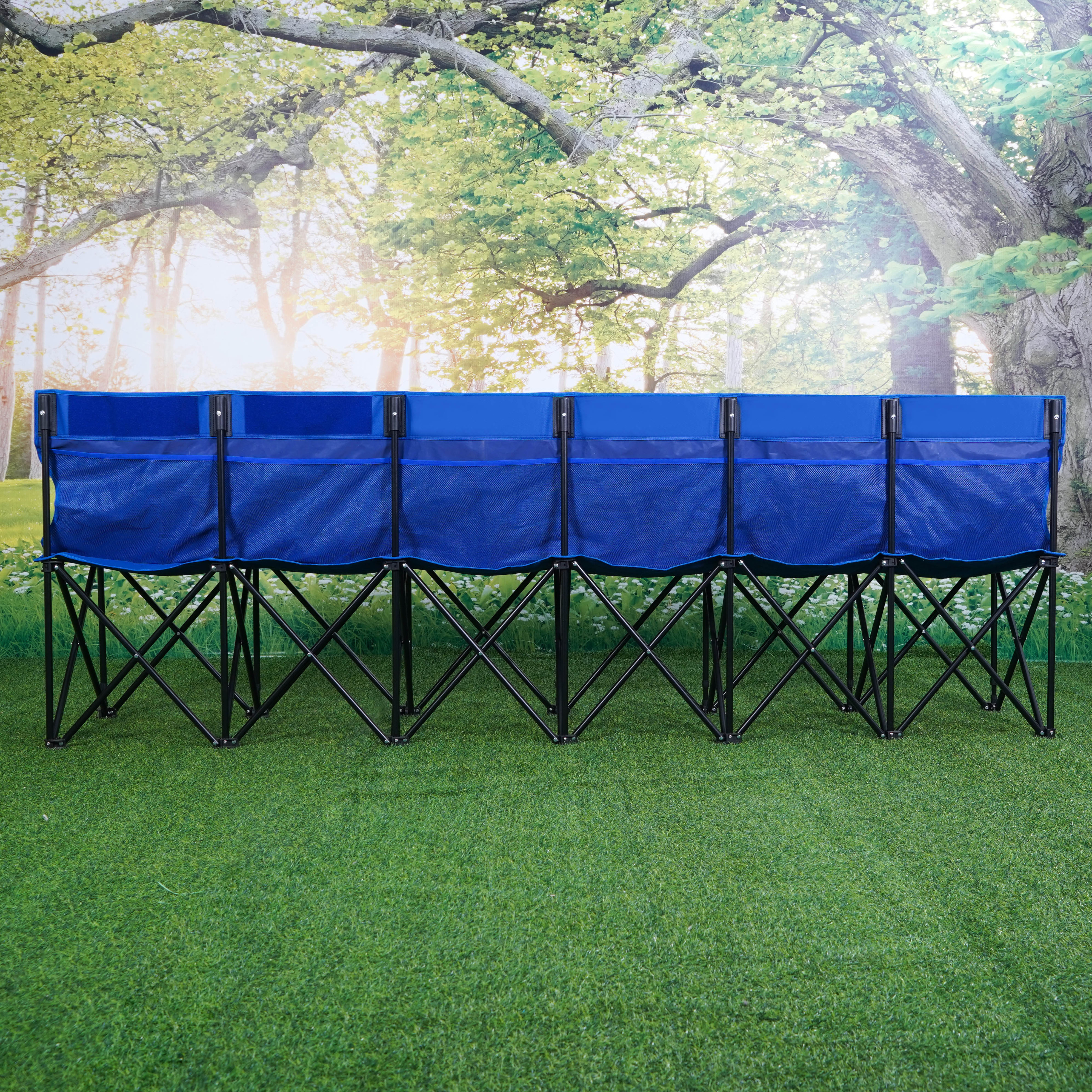 Oeytree Portable 6 Seat Team Sports Sideline Bench with Back and Carry Bag for Sports Team Camping Folding Bench Chairs