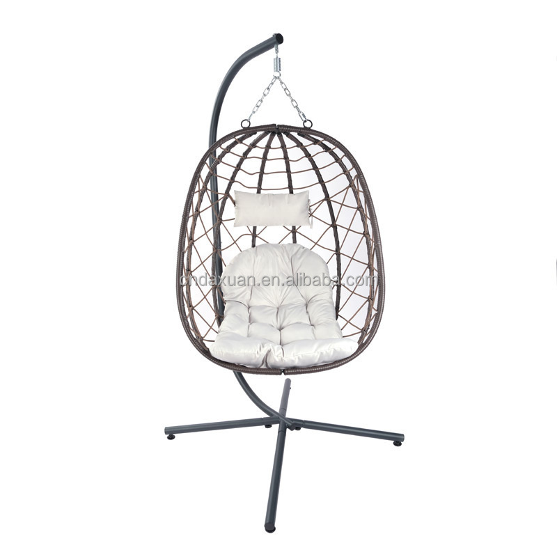 Oeytree Outdoor Double Seat Garden Furniture Rattan Patio Swings Hanging Egg Chair with Stand