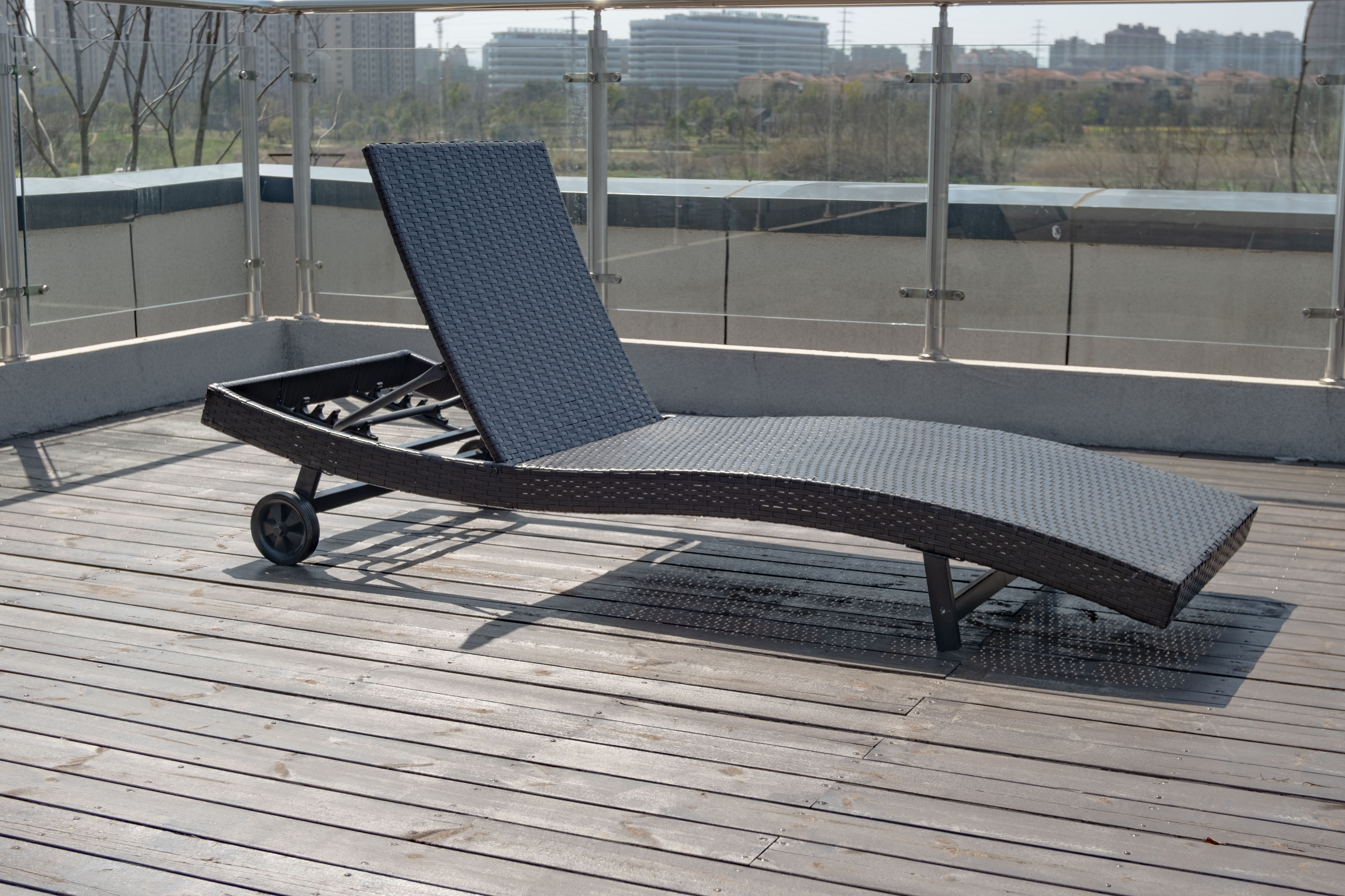 Acacia Wood and Wicker - Teak/Mixed Brown/Beige Outdoor rattan Chair with Cushion