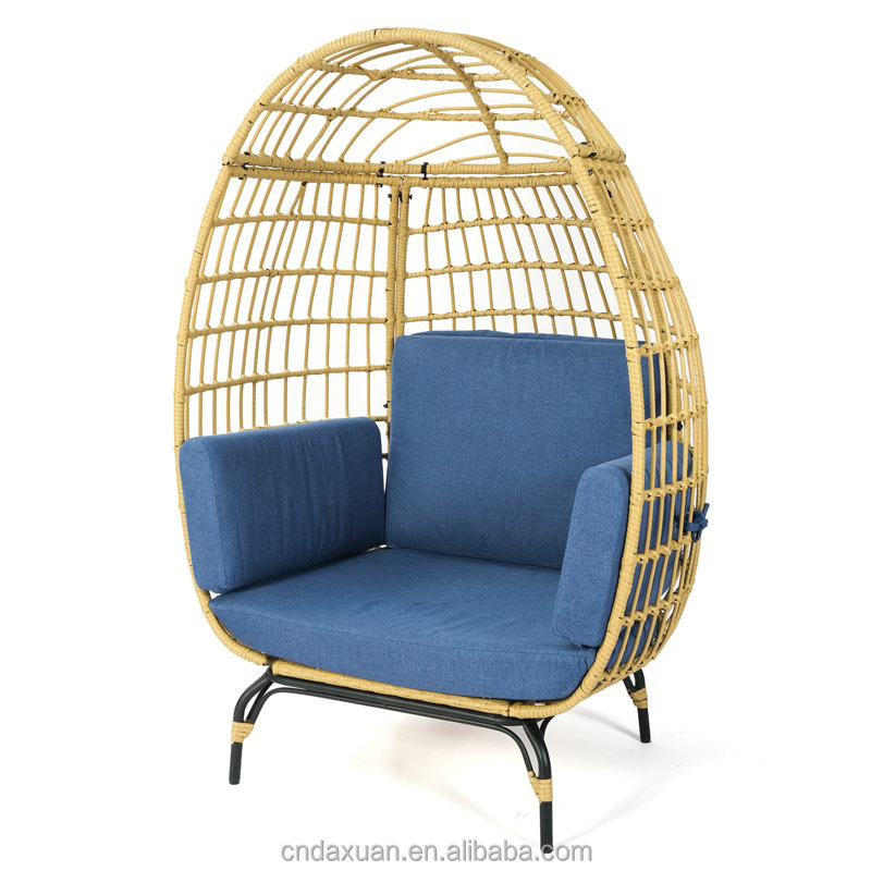 Outdoor Furniture Factory Price Wholesale Rattan Hanging Egg Chair with Stand Garden Rattan Hanging Egg Chair Bird Nest