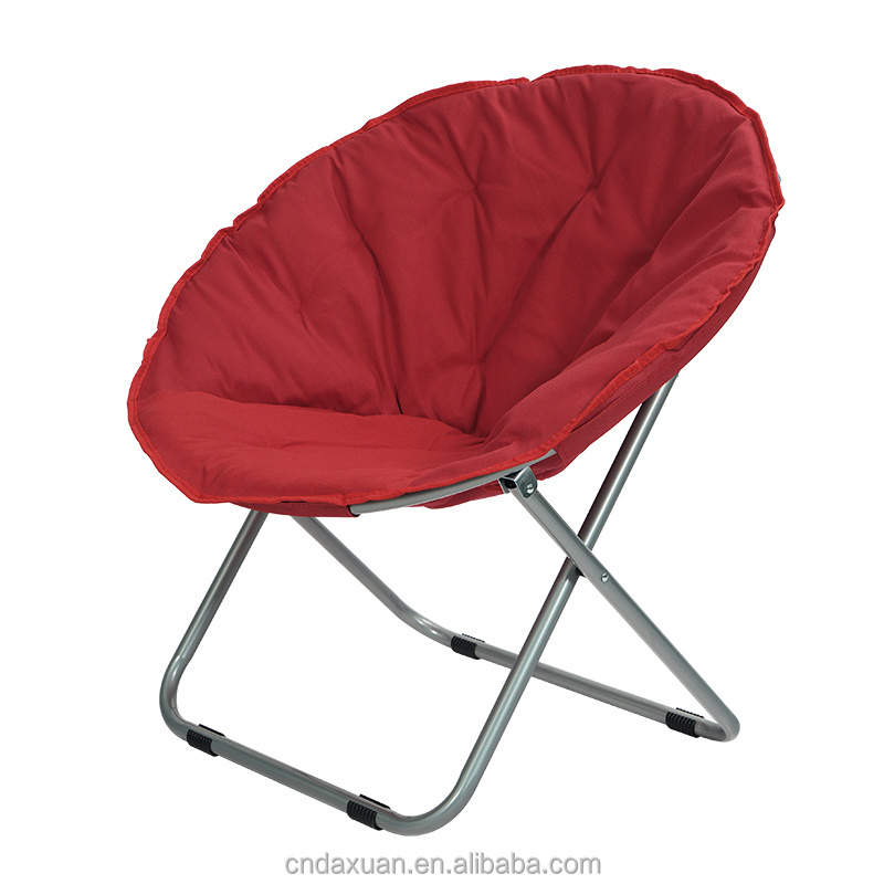 Warm Cushion Fold Moon Chair Customized Lightweight Camping Padded Comfy Folding Metal Chair for Multi-scene Use