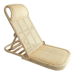 Outdoor natural handwoven recliner folding rattan beach chair