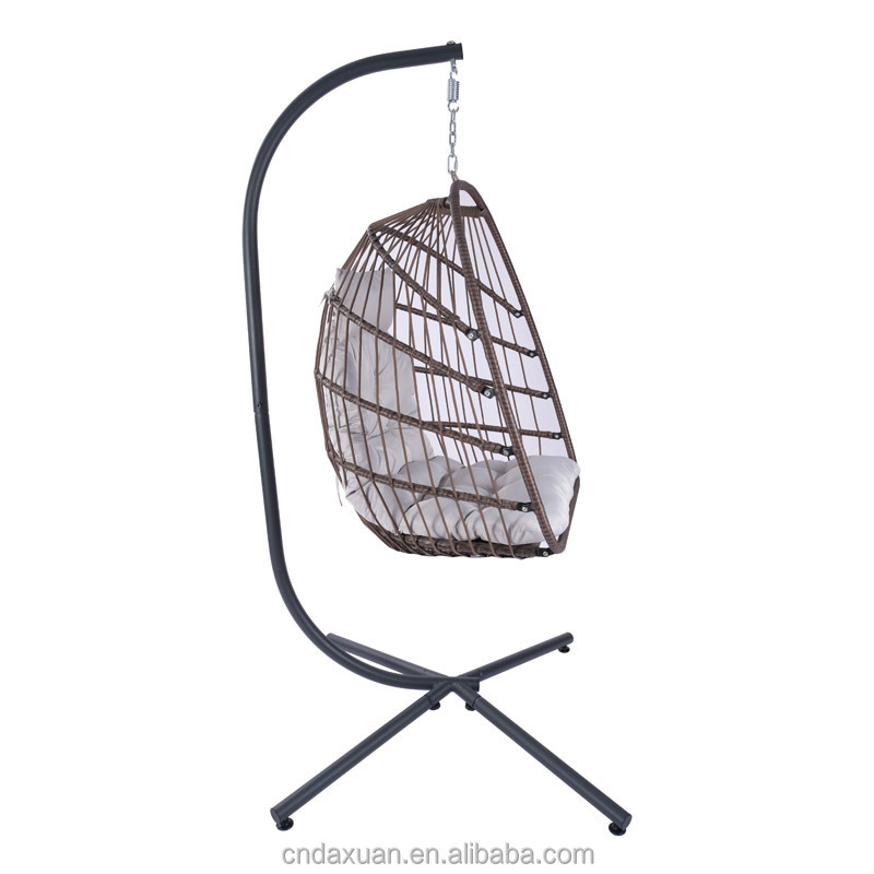 Outdoor Garden Furniture Good Quality Hanging Nest Swing Egg Chair Steel Stand Rattan Bird's Nest Basket Chair