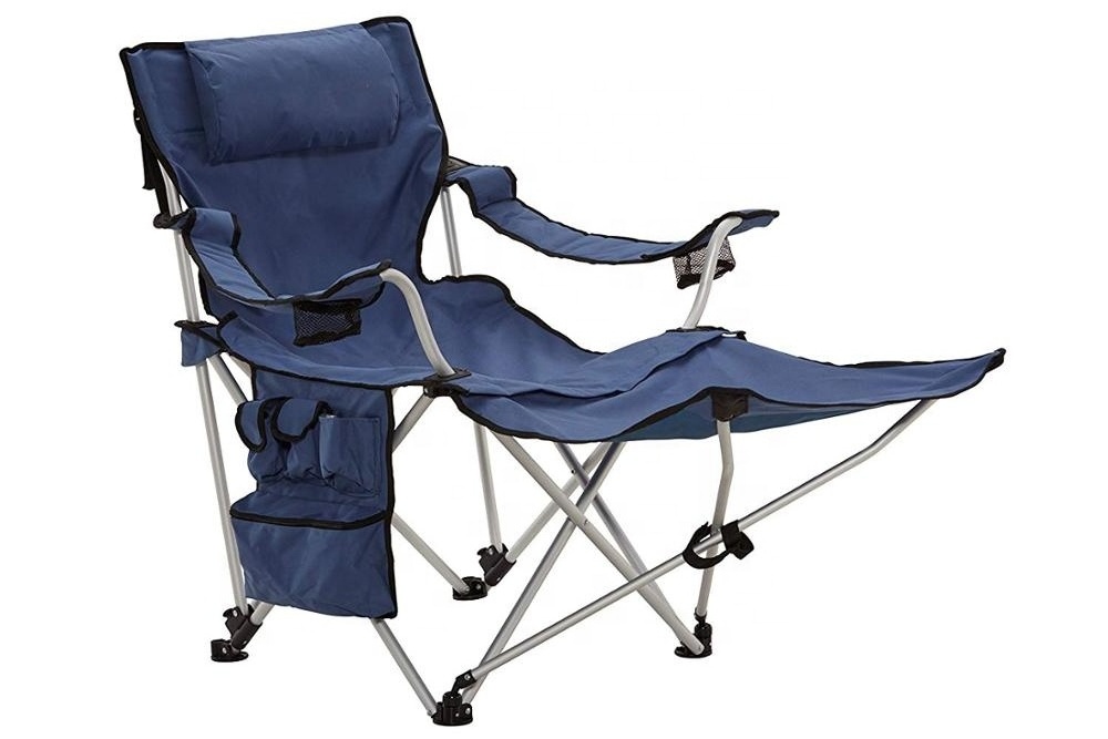 Outdoor portable big camping relax chair cooler luxury armchair folding foldable fabric camping chair with footrest leg rest