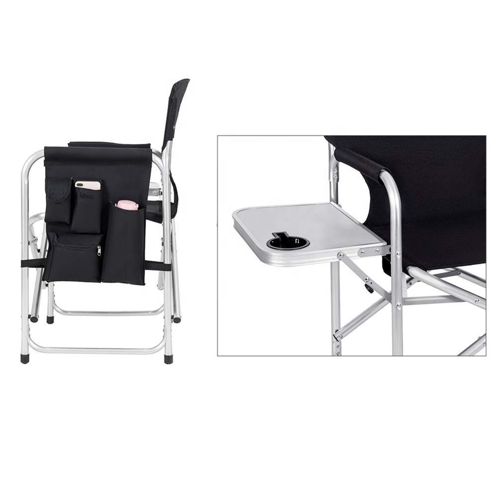 Full Back Aluminum Lightweight Chair Camping Folding Directors Chair with Aluminum Side Table Storage Bag