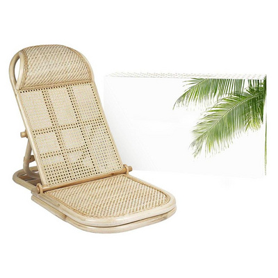 Deck Folding Portable Chair Wicker Cane Bamboo Lounger Rattan Lawn Floor Pool Lounger Sunbed Small Rattan Folding Beach Chair