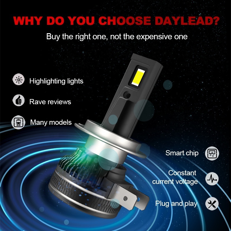 Daylead X4 Car LED Lights Mini Size 45W 8000Lm 6000K IP68 H11 9006 9005 H4 H7 Led Headlight Bulb