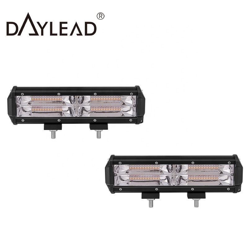 Daylead 12V 144w Spot Flood Light Two Row Multi Color Amber White Truck Car Led Light Bar