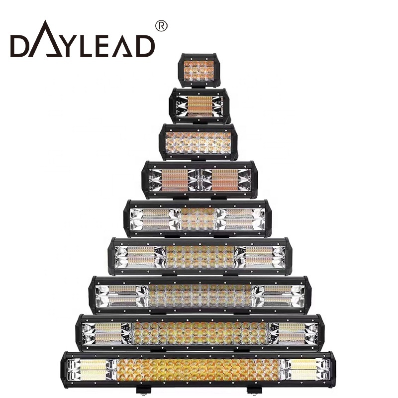 Daylead 12V 144w Spot Flood Light Two Row Multi Color Amber White Truck Car Led Light Bar